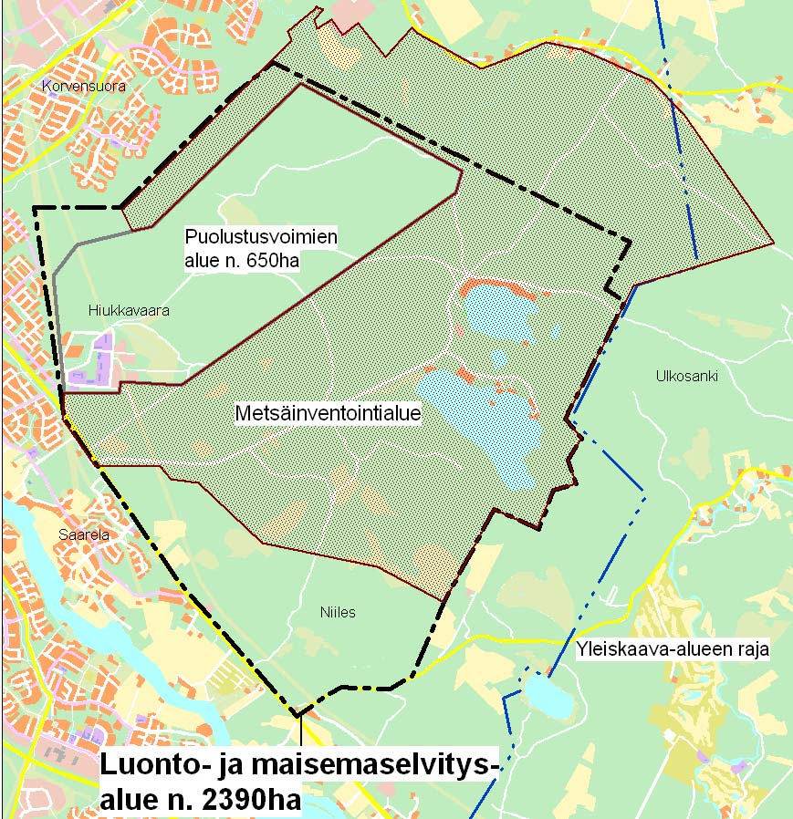 1. LÄHTÖKOHDAT JA TAVOITTEET Hiukkavaaran luonto- ja maisemaselvityksen lähtökohtana on ollut Oulun viheraluejärjestelmän tavoitesuunnitelma, pääosalle aluetta laadittu metsäsuunnitelma,