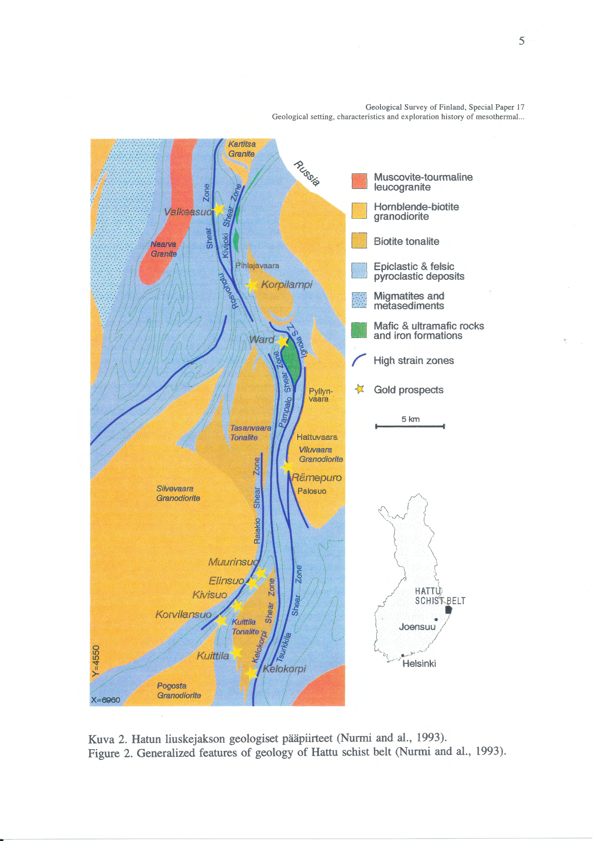 5 GeologicaJ Survey of Finland, Special Paper 17 GeologicaJ setting, characteristics and exploration history of mesothermal.