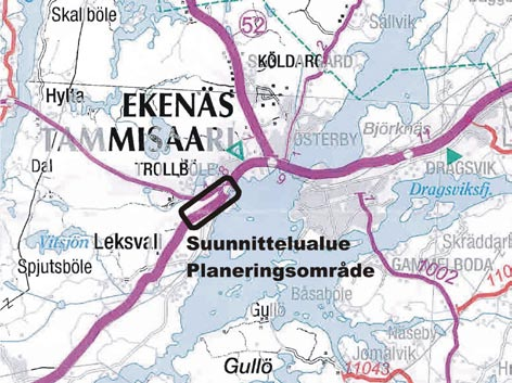 1 Selvitysalue ja nykyinen tieverkko Selvitysalue Selvitysalue kattaa noin kilometrin osuuden valtatiestä 25 (Hangontie) Tammisaaren alueella ja kuuluu Tiehallinnon Uudenmaan tiepiirin maanteihin.