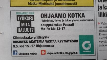 3) Media (sanomalehdet, radio) Ohjaamo Kotka on