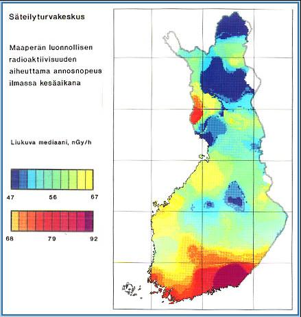 suus tulee määrittää, mikäli kiviainesta tullaan käyttämää rakentamisessa. Muilla kartan alueilla radioaktiivisuutta ei tarvitse tutkia, mikäli epäilystä radioaktiivisuudesta ei ole. (15, s. 30.