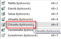 Tässä esimerkissä kappale on kiinnitetty pöytään siten, että sivu voidaan työstää 3- akselisella koneella, jossa ei ole kiertoakselia.