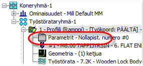 4 Valitse Operaationhallinnassa Profiili (Ramppi) -työstöradan Parametrit.