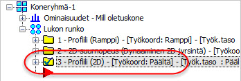 6 Sulje 2D-työstöradat - Profiili -valintaikkuna ja tallenna muutokset klikkaamalla OK.