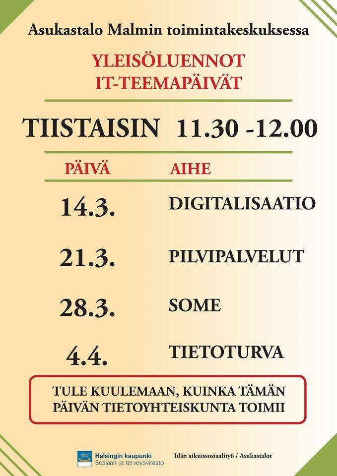 Saunabaarin mediapajalle jalkautuvat sosiaali - ja terveysviraston sosiaalineuvojat aina keskiviikkoisin klo 13-16.