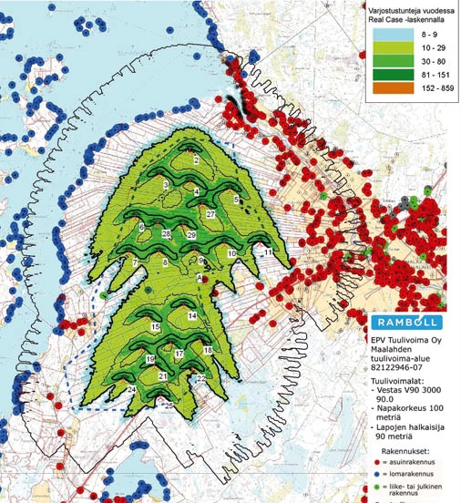 Vyöhykkeet kuvaavat varjostustuntien