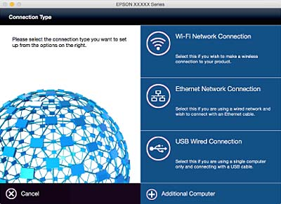 Verkkoasetukset Mac OS X Valitse tapa, jolla haluat liittää tulostimen tietokoneeseen. Wi-Fi-tilan poistaminen käytöstä ohjauspaneelista Kun Wi-Fi on poistettu käytöstä, Wi-Fi-yhteys on katkaistu. 1.