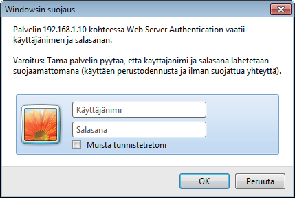 3. Verkonhallinta 3.1 Projektorin web-ohjaus 3.1.1 Sisäänkirjautuminen Voit käyttää Projektorin web-ohjaus -toimintoa kirjautumalla sisään käyttäjänimelläsi ja salasanallasi.