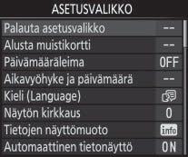 Korosta nykyisen valikon