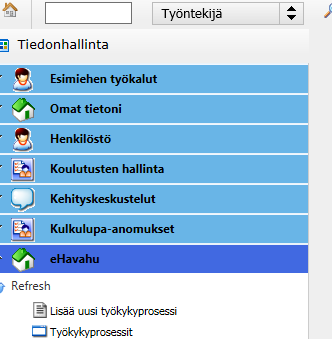 16 ehavahu-pikaopas esimiehille Liite 3 ONNI HR järjestelmässä olevaan ehavahuun tallennetaan työntekijöiden työkykyprosessit ja niihin liittyvät toimenpidelomakkeet: o Kahdenkeskiset (HAVAHU)