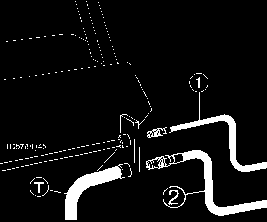 KYTKEMINEN TRAKTORIIN Yksitoiminen venttiili Hydrauliikan liitäntä Jos traktorissa on ainoastaan yksitoiminen venttiili on traktoriin ehdottomasti asennettava paluuliitin (T).