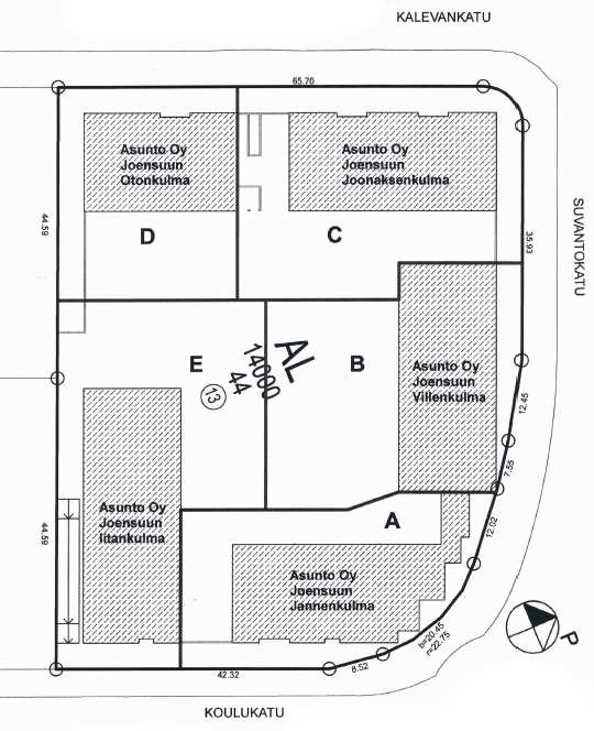 3h k vh s 76,5 44 2h 33,5 Hallinnanjakosopimus Yhtiöillä on oma tontti 6 071 m², mikä on jaettu yhtiöiden kesken hallinnanjakosopimuksella asemapiirroksen mukaisesti.