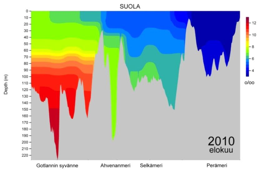 TULOKSIA Suolaisuus Itämeren