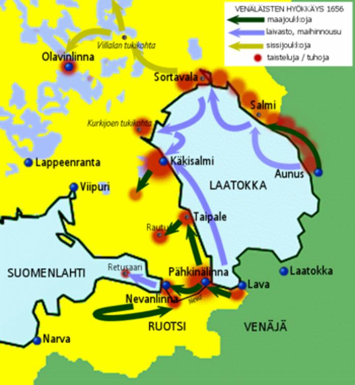 Ruptuurisota 1656-58 Ruotsilla oli aluksi menestystä Puolassa ja Liivinmaalla, mutta paikallisen väestön vastarinta pakotti hänet jatkamaan sotaa pitempään kuin oli ajatellut, mutta toisaalta Venäjän