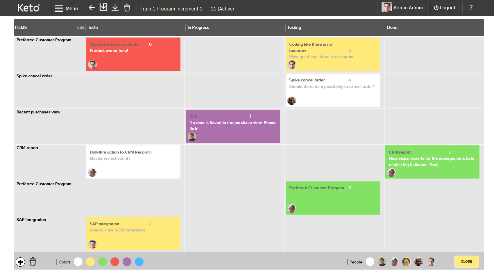 Ketterän tiimin sprintti Kanban 2 viikkoa Backlog tehtävät jotka ovat suunniteltu