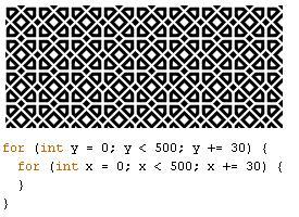 38 Kuvio 31. Kahdeksankulmio toistoväleillä 30, 35, 40 ja 45. Ero koodissa on pieni, mutta kuviossa huomattava. 3.4.2 Työvaiheet Aloitin määrittämällä tekstialueeseen luonnoksen koon size()-funktiolla, 600 x 600 pistettä.