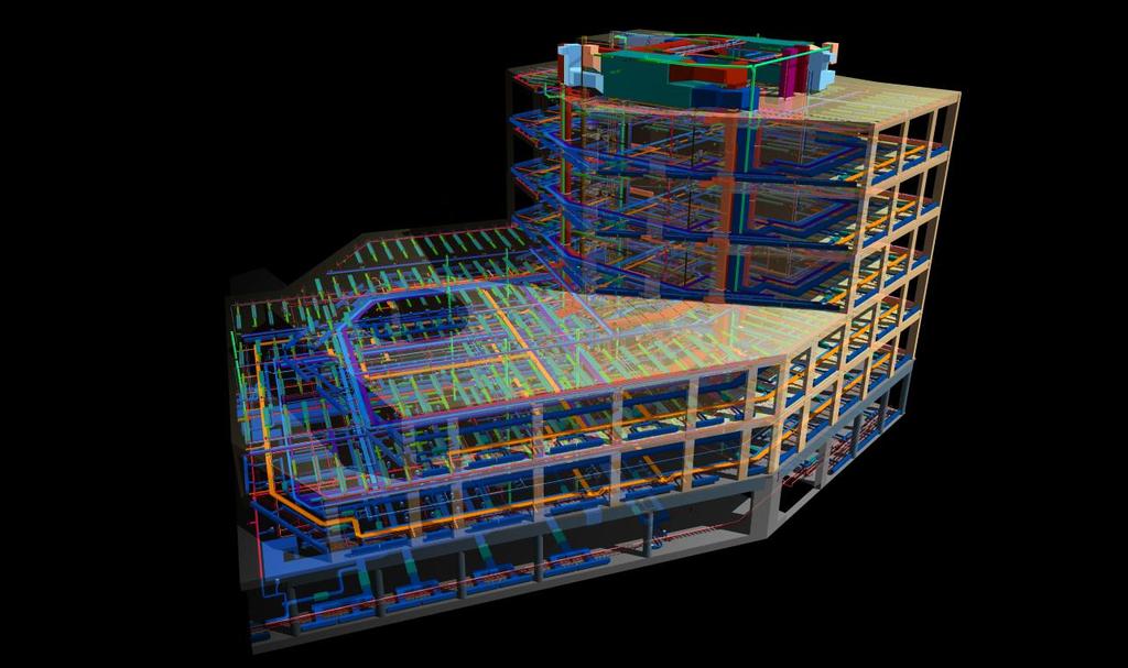 3 dimensional BIM model of a building BIM model of a building; geometry can be