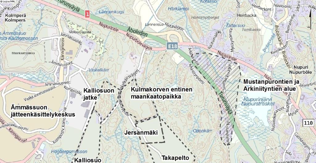 Kaivovesiselvitys 2 / 13 2. SELVITYSALUE Selvitysalue on rajattu pääosin Nupurissa sijaitsevan Mustanpurontien ja Arkiniityntien läheisyyteen.