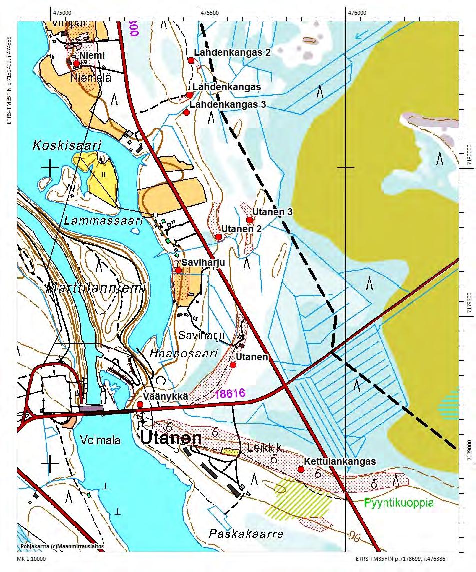 Utajärvi keskustaajama Vaalan raja, rantosayleiskaava alueen