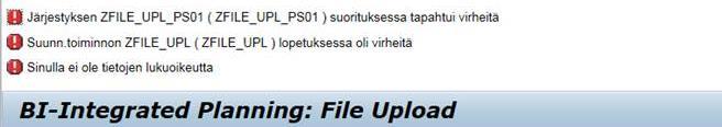 Valtiokonttori Käsikirja 11 (12) Muutettu rivi: 4.4 Virhetilanteet 4.4.1 Käyttöoikeudet Järjestelmä tarkistaa ensimmäisenä, että käyttäjällä on oikeudet ladata valitun kirjanpitoyksikön ja segmentin tietoja.