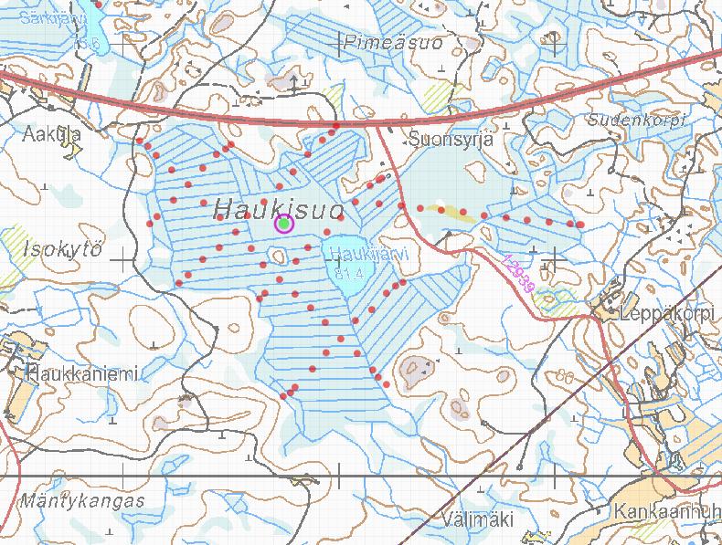 Ulvila, Haukisuo (104) GTK:n turvevarojen tilinpitoaineisto: Suon pinta-ala: 163 ha Suon kokonaisturvemäärä: 3.81 milj. suo-m3 Turvekerroksen keskipaksuus: 2.