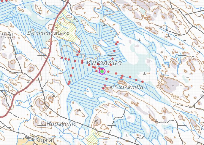 Huittinen, Kiimasuo (9) GTK:n turvevarojen tilinpitoaineisto: Suon pinta-ala: 106 ha Suon kokonaisturvemäärä: 2.12 milj.