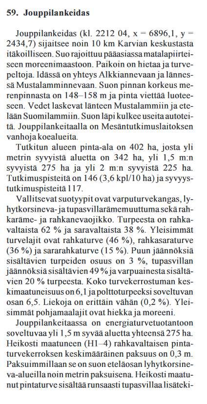 Karvia, Jouppilankeidas (21144) GTK:n (2004) turvetutkimusraportti 357.