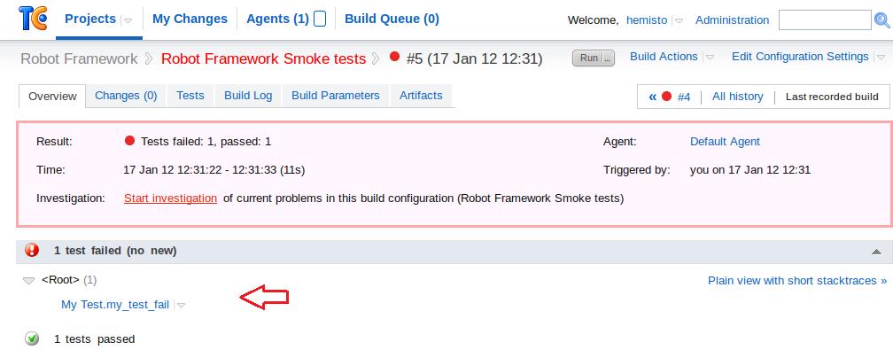 On the Summary tab you will see how many tests failed and how many passed.