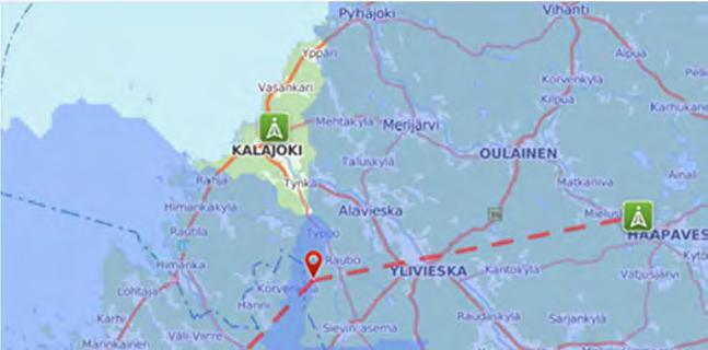 YMPÄRISTÖVAIKUTUSTEN ARVIOINTISELOSTUS 270 / 298 Kuva 138. Kruunupyyn ja Haapaveden TV-lähetysasemien näkyvyysalueet (Digita 2013). 11. VAIKUTUKSET ILMASTOON JA LUONNONVAROJEN HYÖDYNTÄMISEEN 11.