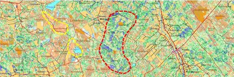 YMPÄRISTÖVAIKUTUSTEN ARVIOINTISELOSTUS 164 / 298 Mökkiperä Mutkalampi Korvenkylä Pahkamaa Kuva 113.