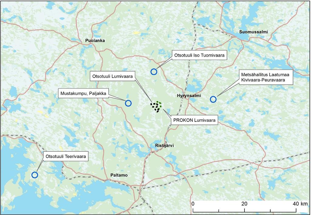 YMPÄRISTÖVAIKUTUSTEN Lumivaaran tuulivoimahanke 51 Sähkö- ja tiedonsiirtokaapelit voidaan käyttövaiheen päätyttyä poistaa.