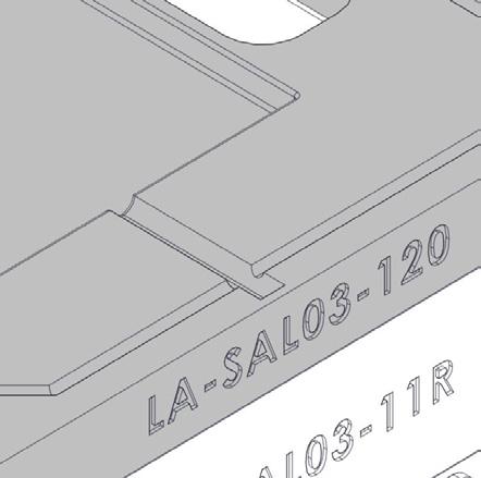 Lämna 3 mm spalt mellan luftkanalen och Rockwool-remsan. 3 mm G 33 LA-SAL03-120 x1 Plasser Thermotte elementet som vist. Fil enden av sporet på siden du vil spjeldet skal betjenes.