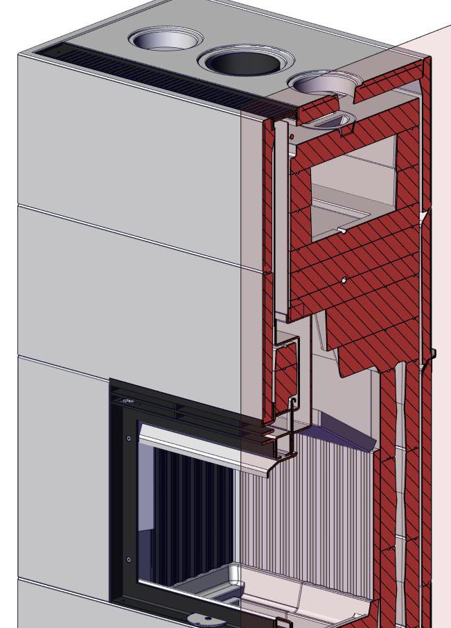 G 55 Monter røykvender platen som illustrert. Den skal bli støttet opp av de to bak sidene med Thernotte. Fit the Thermotte baffle plate as illustrated.