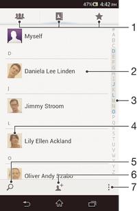 Yhteystietojen poistaminen 1 Napauta Kotinäyttö-näytössä ja napauta sitten. 2 Kosketa poistettavaa yhteystietoa ja pidä sitä alhaalla.