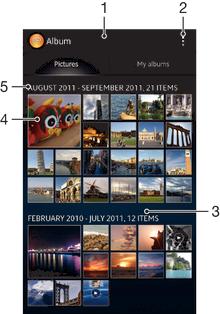 Albumi Albumi Albumissa voit näyttää kameralla otettuja valokuvia ja videoita ja vastaavaa laitteeseen tallennettua sisältöä.