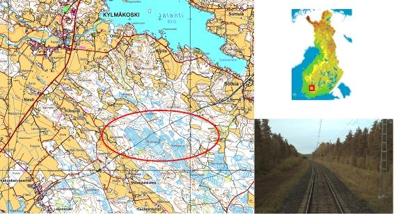 48 Kuva 32: Kohteen sijainti ja kuva kohteesta km155+704 lounaaseen päin (karttakuvat Maanmittauslaitos, kuva Liikenneviraston Ratakuvapalvelu) Rataoikaisun pituus on yhteensä 1400 metriä, josta