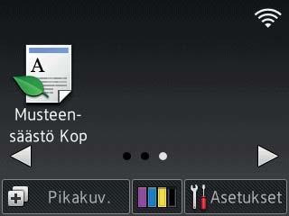 Alkuun-näyttö 2 3 4 5 Tässä näytössä voit käyttää lisätoimintoja, kuten WWW-toimintoja, sovelluksia ja A3- kopioinnin pikakuvaketoimintoja.