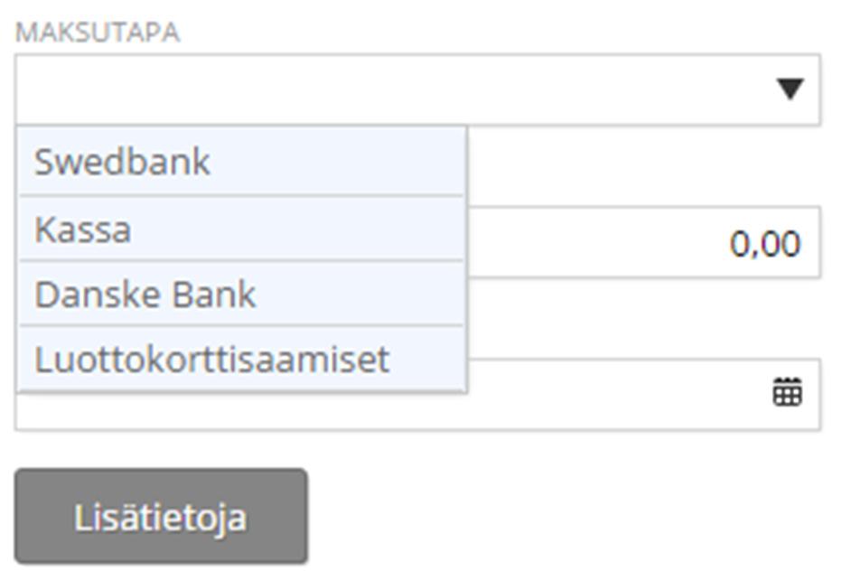 Syötä laskutettava Määrä (esim. tunti- tai kappalemäärä) ja kappalehinta. Ohjelma antaa oikean kirjanpitotilin automaattisesti.