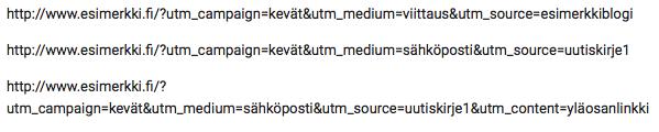 30 Kaiken kaikkiaan ohjausosoitteisiin pystyy lisäämään yhteensä enintään viisi parametriä ja jokaiseen niistä on liitettävä arvo.