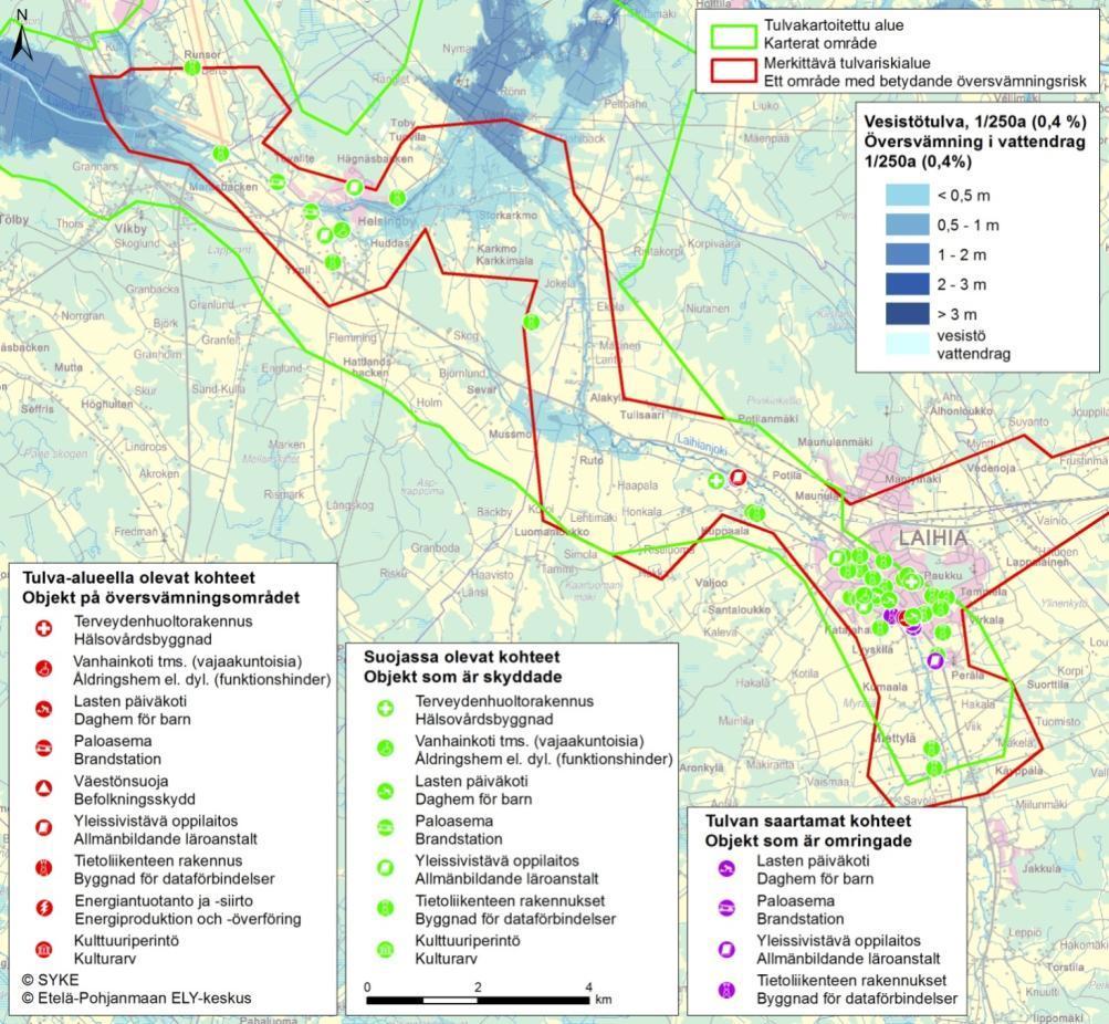 Tulvariskikartoitusraportti iite 6 Kuvassa 5 on esitelty kaikkien tulvakartoitetulla alueella sijaitsevien erityiskohteiden alueellinen jakautuminen.