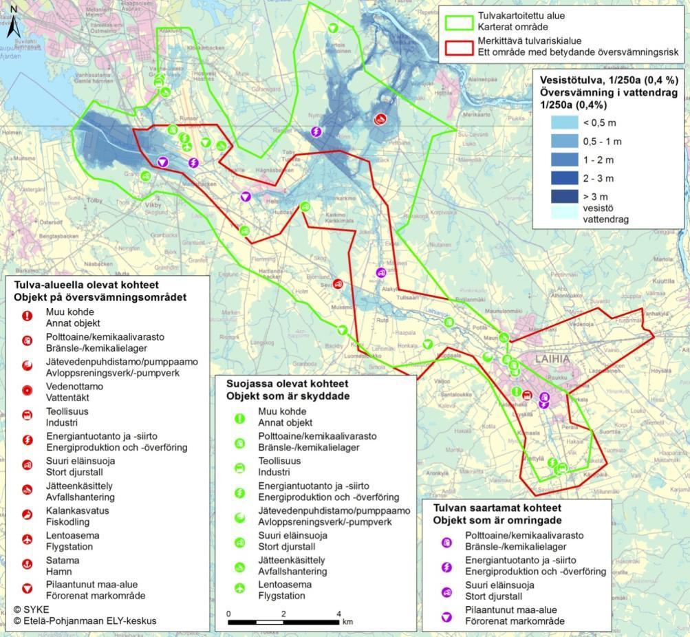 Tulvariskikartoitusraportti iite 6 Kuva 8. Ympäristöä vahingoittavat kohteet aihianjoen tulvakartoitetulla alueella.