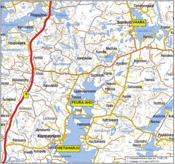 SUOMUSSALMEN NIKKELIPROJEKTIT: 23 4 HANKKEEN KUVAUS K Metals Oy tutkii Suomussalmen alueella sijaitsevien Hietaharjun ja Peura-ahon nikkeli-kupariesiintymien sekä Vaaran nikkeliesiintymän