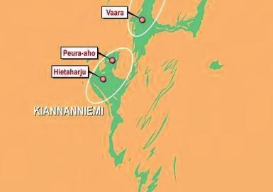 24 SUOMUSSALMEN NIKKELIPROJEKTIT: Kuva 4-2. Suomussalmen vihreäkivivyöhyke ja YVA-hankkeessa tarkasteltavat esiintymät.