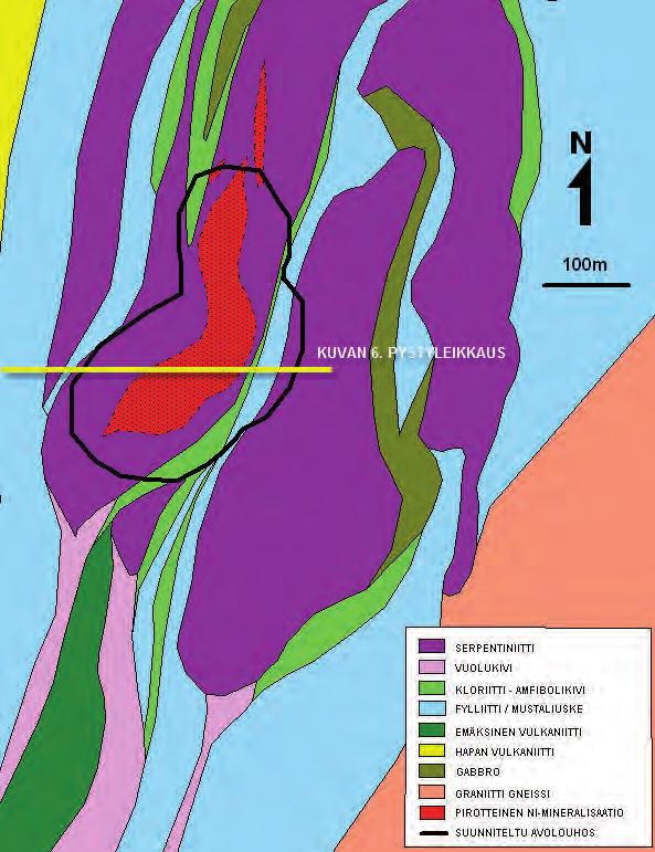 SUOMUSSALMEN NIKKELIPROJEKTIT: 43 Taulukko 4-3. Vaaran pääkivilajien mineralogia ja sulfidimineraalien esiintyminen.