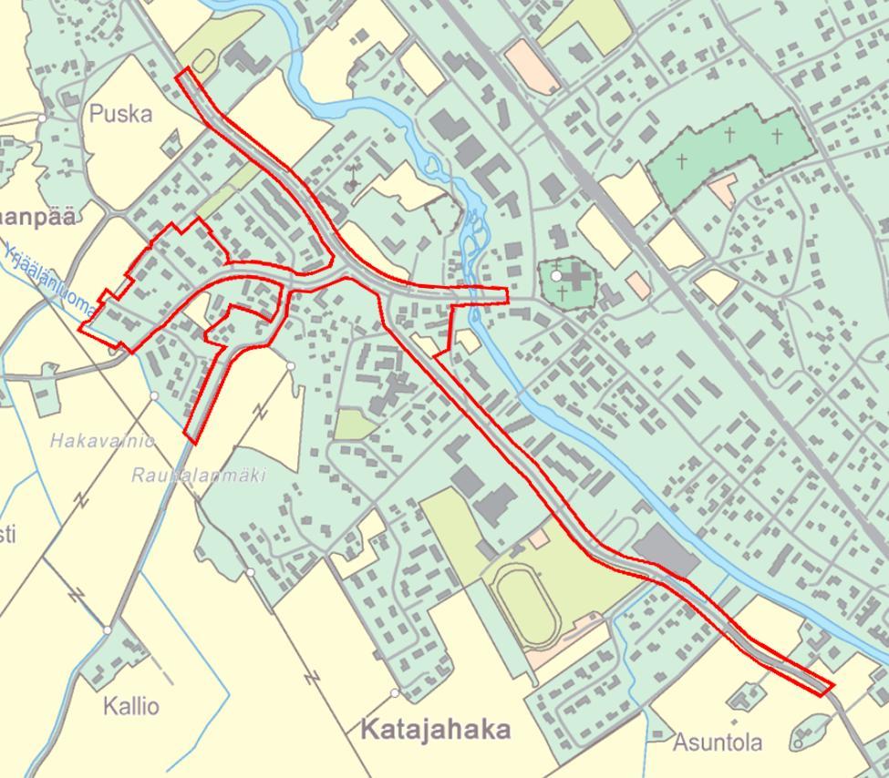 Kuva 1. Asemakaavan muutosalueen rajaus. Maanmittauslaitos 2013. 1.4 Maanomistus Suunnittelun kohteena olevat tiealueet ovat valtion hallinnassa.