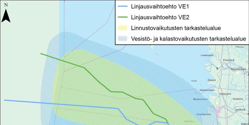 5.2 Vaikutusalueiden rajaus Liikennevirasto & Oulun Satama Oy Tarkasteltavan vaikutusalueen laajuus on määräytynyt asiakokonaisuuden mukaisesti.