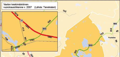 12 Vaalan liikenneturvallisuussuunnitelma 2009 VAALAN LIIKENNETURVALLISUUDEN NYKYTILA JA ONGELMAT dessä sijaitsee Vaalan kaupalliset palvelut. Nykytilanteessa mm.