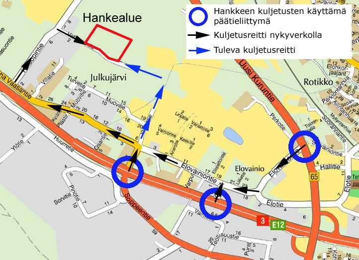 Vanhan Vaasantien varrella kulkee kevyen liikenteen väylä, jonka