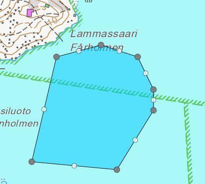 Kun haluat muokata olemassa olevaa rajausta, valitse Muokkaus-kuvake ja klikkaa suoraan oikeaa kohdetta kartalla.