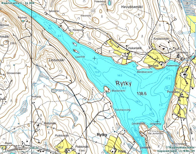 23 Kuva 9. Rytky sijaitsee Pohjois-Savossa. Kuva: Maanmittauslaitos, 51/MML/09 Koivujärvi sijaitsee Kiuruvedellä, Pohjois-Savossa (Kuva 10.). Pinta-alaltaan se on 2607,3 hehtaaria.